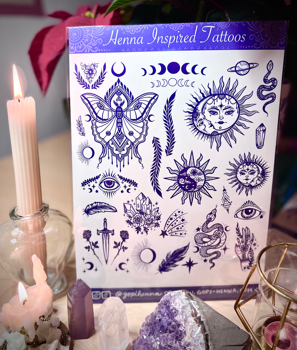 Magikal Symbols ✶ Temporary Tattoos 2 SHEETS – Gopi Henna