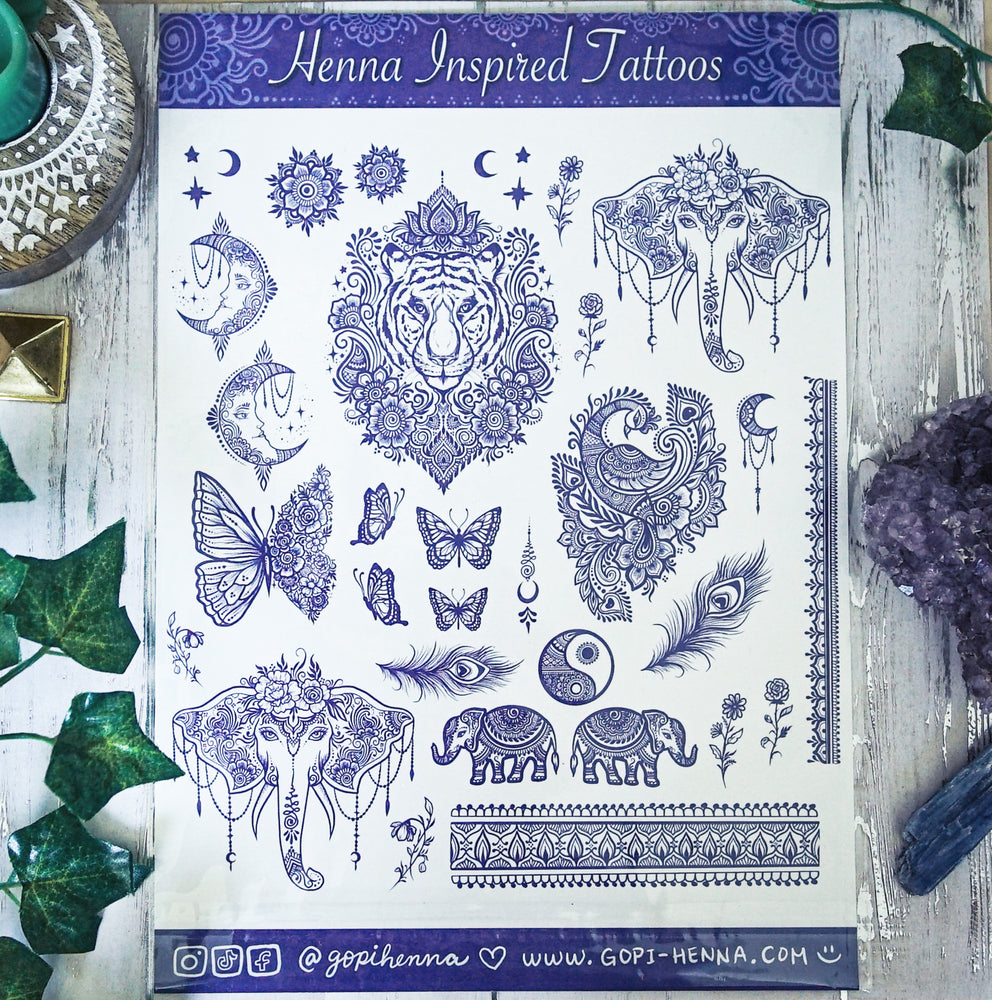 Henna Tattoos Stencils 10 Sheet Large Size Temporary Tattoo Templates Henna  Body