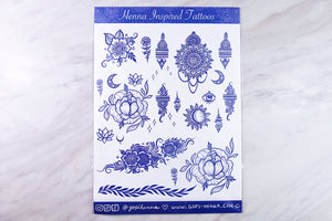 Peony Vibes ✶ Henna Inspired Temporary Tattoo Sheets