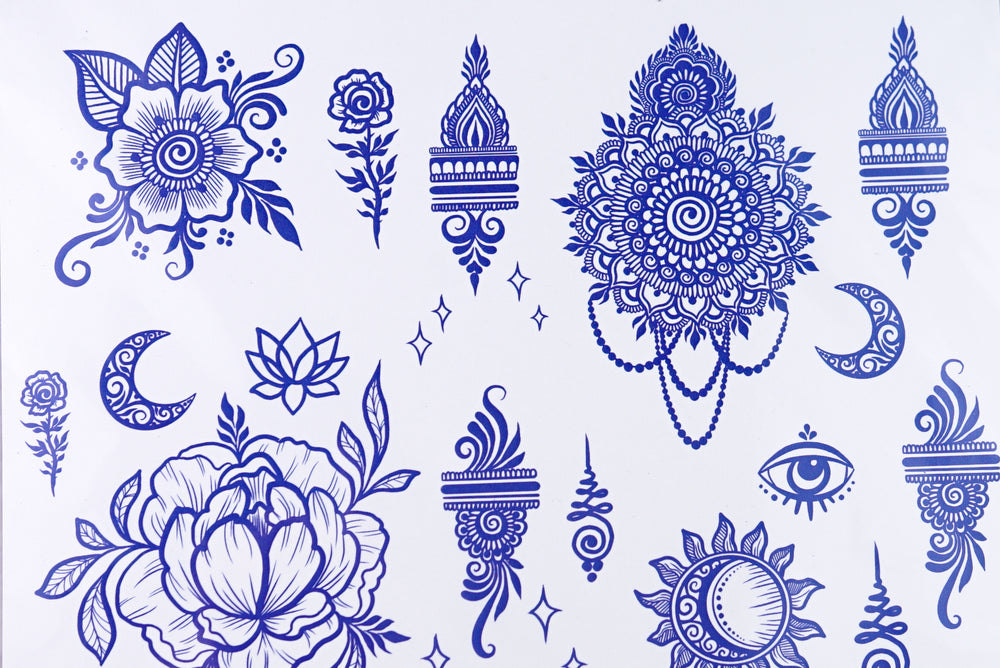 Peony Vibes ✶ Henna Inspired Temporary Tattoo Sheets