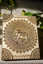 Vrindavan Cow & Mandala | Henna on Wood Canvas