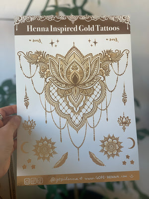
                
                    Load image into Gallery viewer, 🌞 Gold Foil Temporary Tattoo | LOTUS
                
            