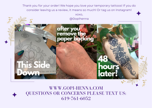 Flower Power ✶ Henna Style Temporary Tattoo